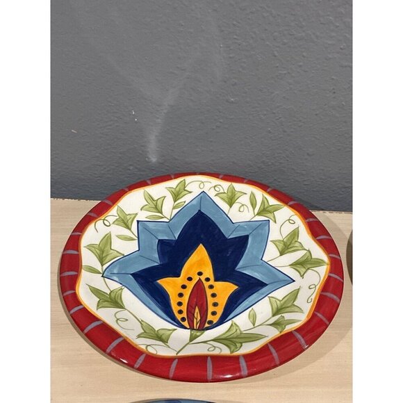 Pier 1 set of four 8 1/4" plates with a pretty hand painted flowers design - Picture 6 of 8